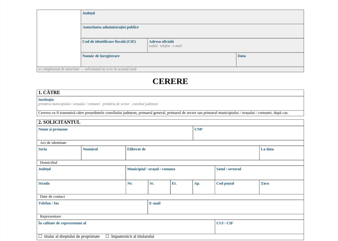 Formular nou pentru Certificat de Urbanism